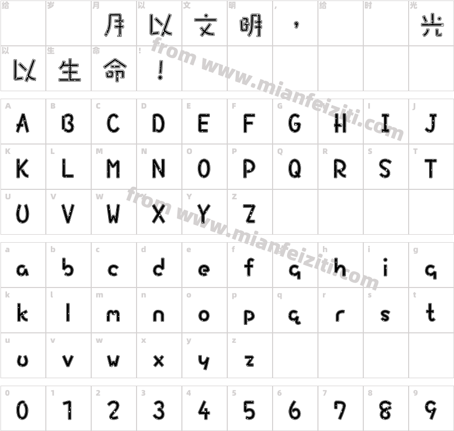 DFDianDian-B5字体字体映射图