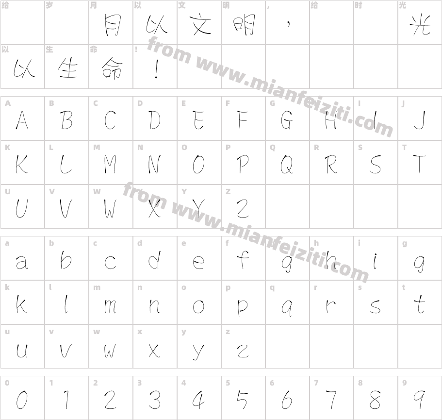 DFLiuXian-B5字体字体映射图