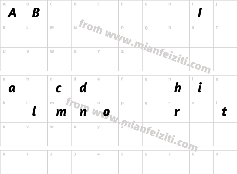 Amaranth Bold Italic字体字体映射图