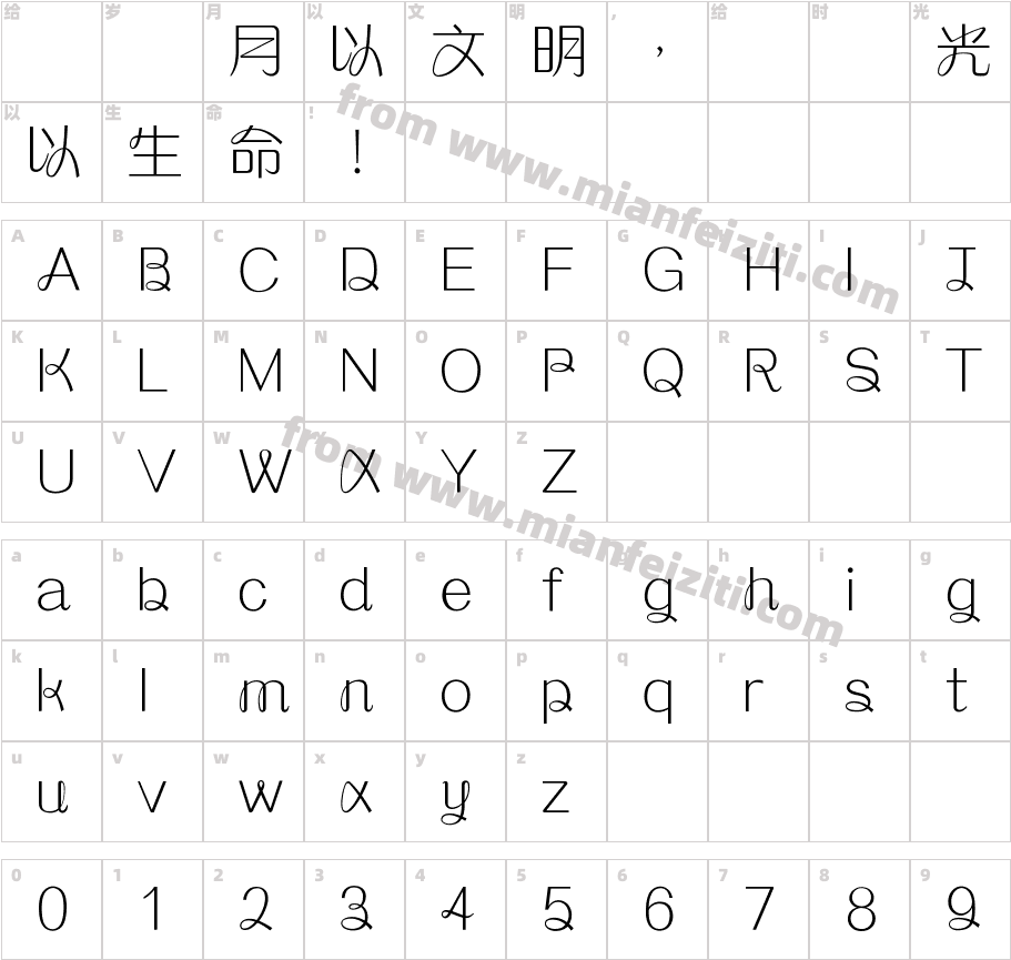 MGentleHK-Light字体字体映射图