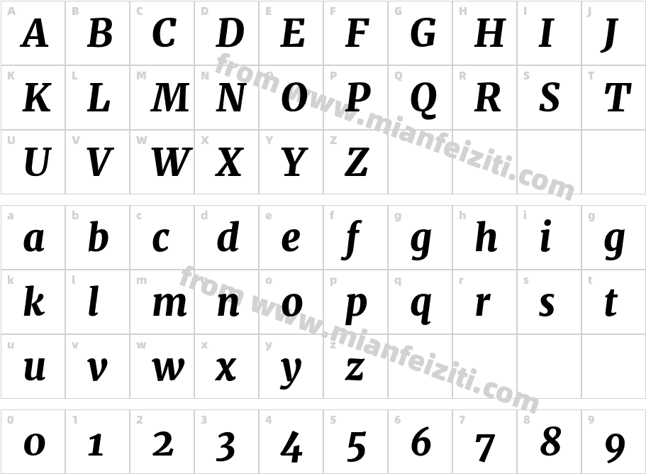 Merriweather Black字体字体映射图