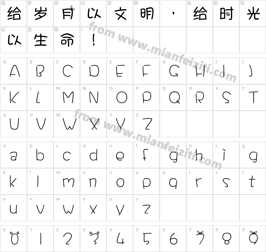 yuangungun字体字体映射图