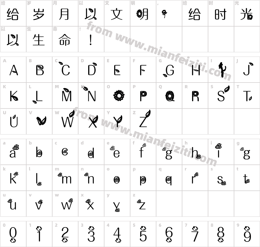 阿杉-柠檬体字体字体映射图