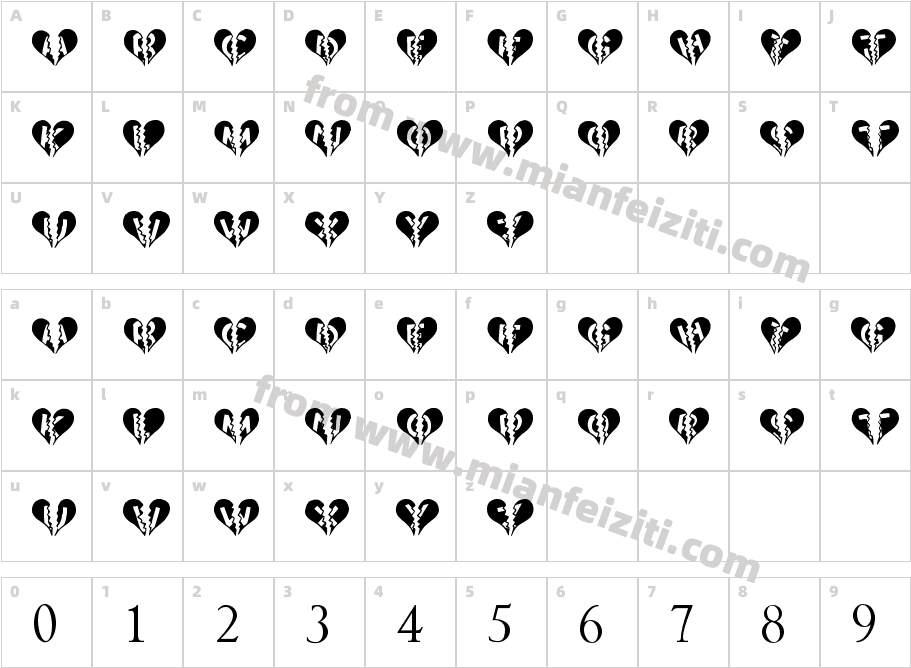 Heart-Broken字体字体映射图