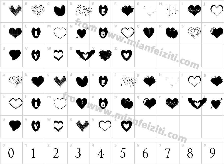 Sexy-Love-Hearts字体字体映射图