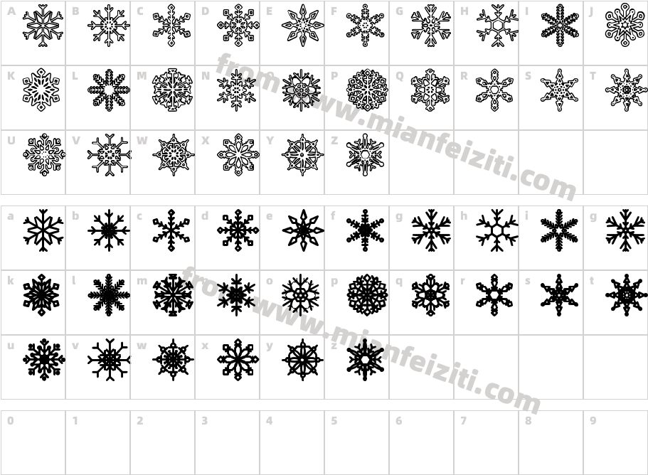 Snowflakes-St字体字体映射图