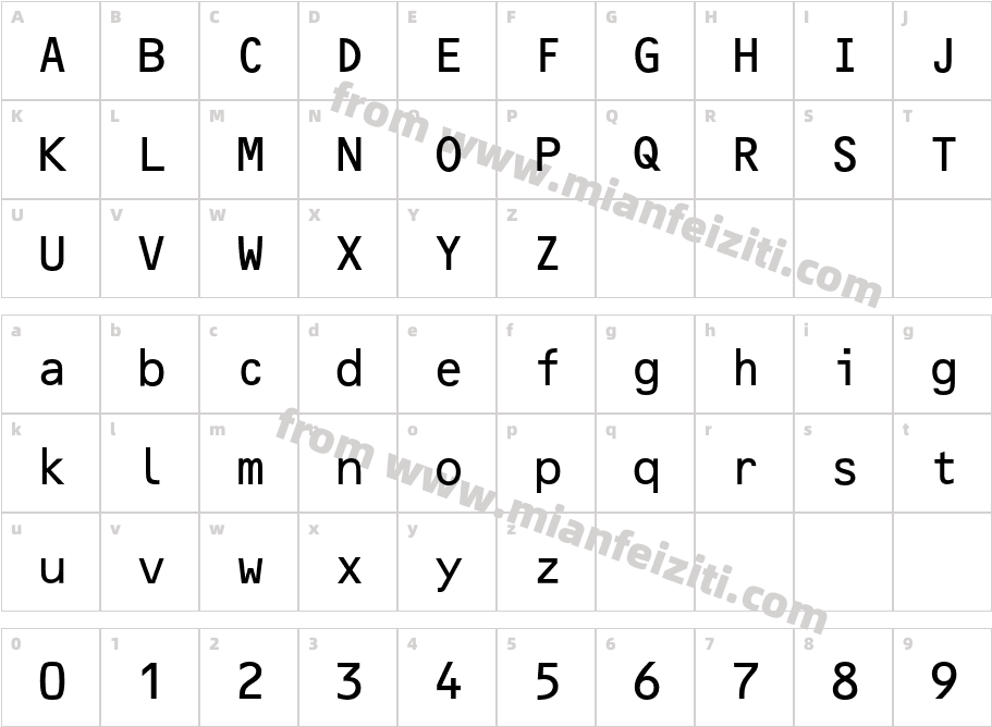 OCRB10PitchBT-Regular字体字体映射图