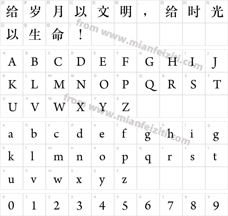 舊刊宋字体字体映射图