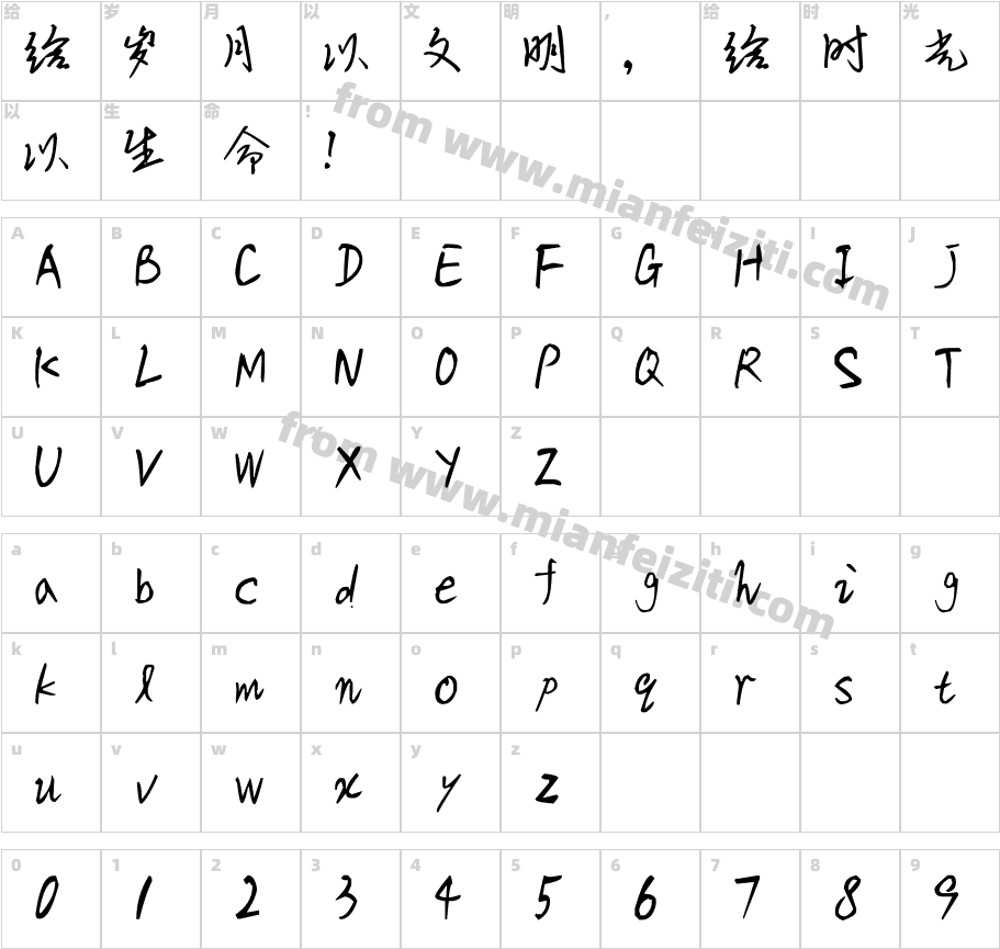 国祥手写体v2.0字体字体映射图