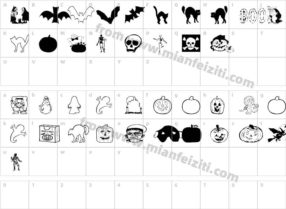 AEZ-halloween-dingbats-1字体字体映射图
