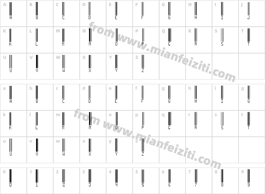 Barcode TFB字体字体映射图