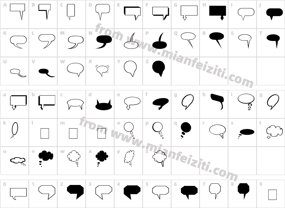 CarrBalloons字体字体映射图