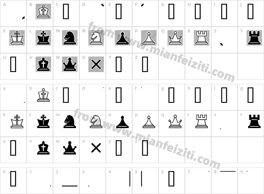 Chess-Lucena字体字体映射图