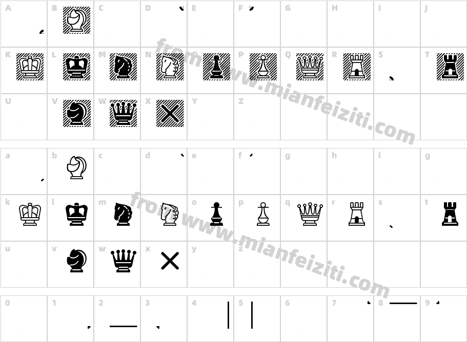 Chess-Mediaeval字体字体映射图