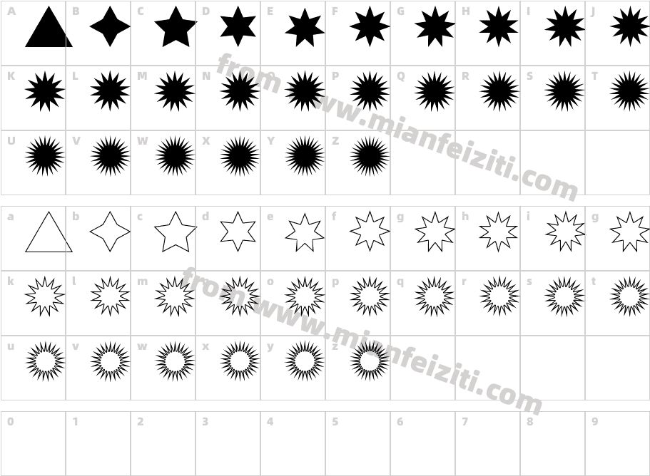 Estrellas-TFB字体字体映射图
