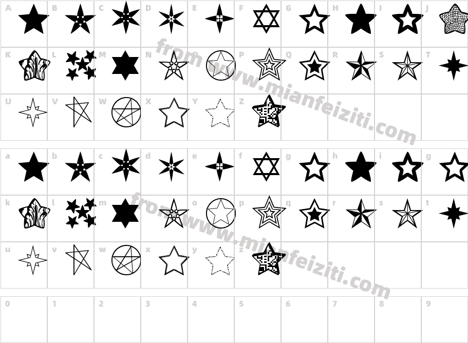 Estrellass-TFB字体字体映射图