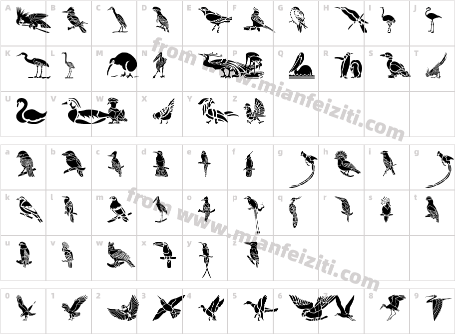 HFF-Bird-Stencil字体字体映射图