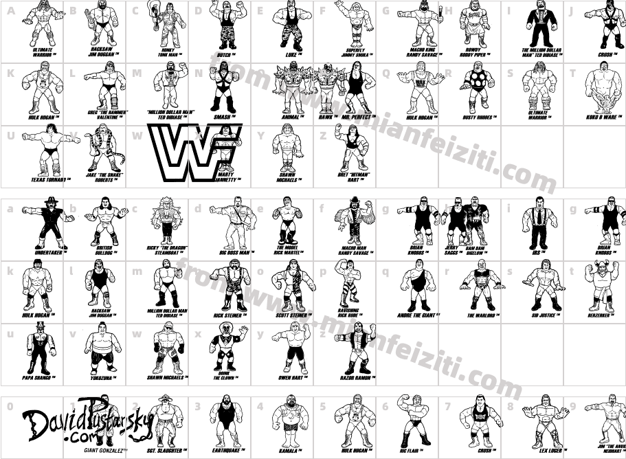 Retro Hasbro WWF Figures字体字体映射图