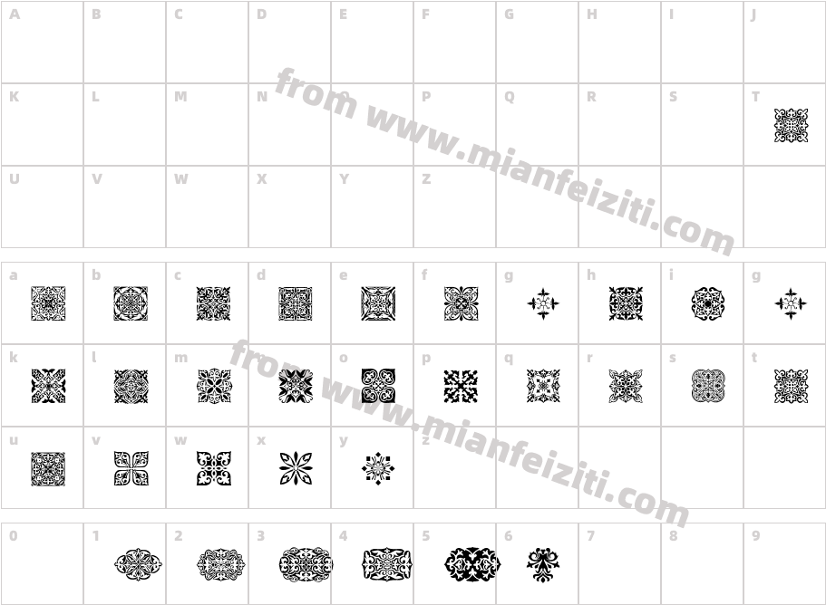 SL-Square-Ornaments字体字体映射图