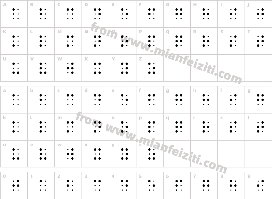 Sheets-Braille字体字体映射图