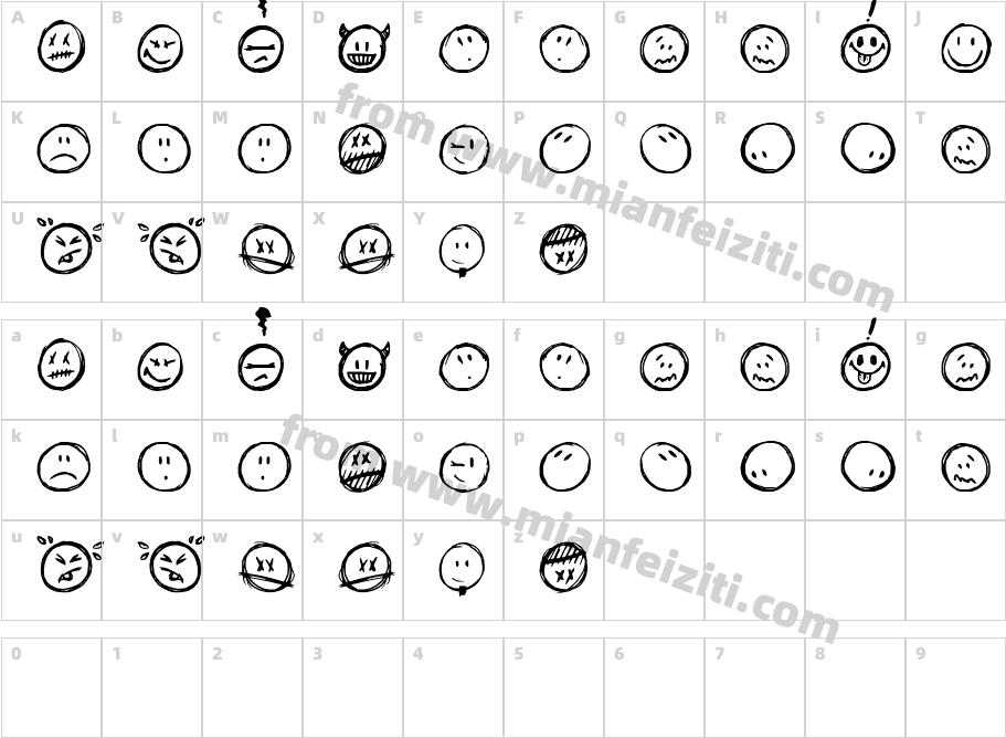 Sketchy-Smiley字体字体映射图