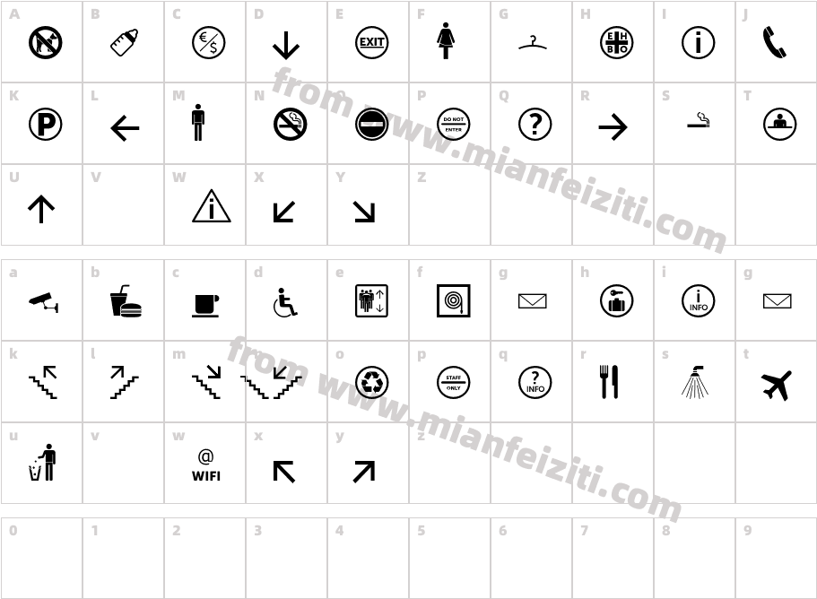 Symbol-Signs字体字体映射图