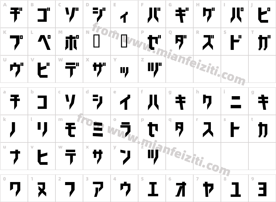 Trick-Kata字体字体映射图