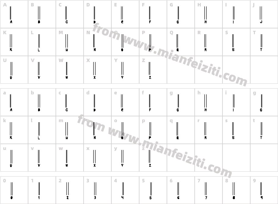 Woodcutter Barcode字体字体映射图