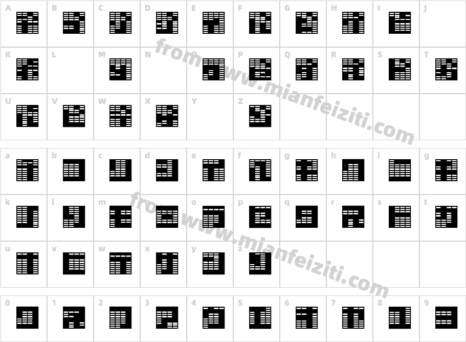 katakana,block字体字体映射图