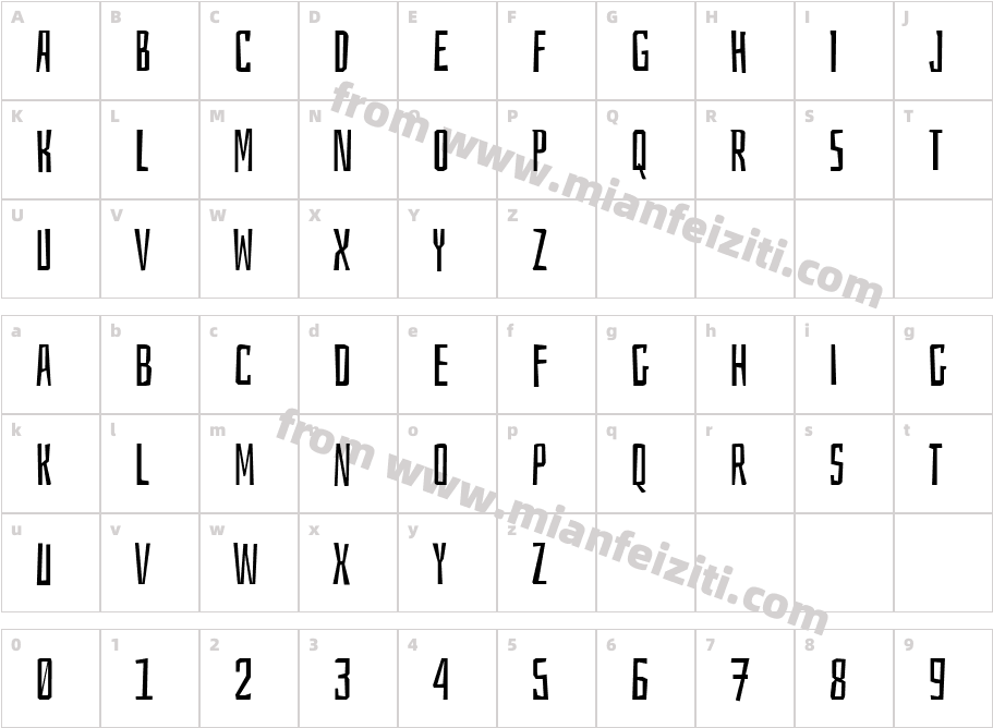 Bahiana-Regular字体字体映射图