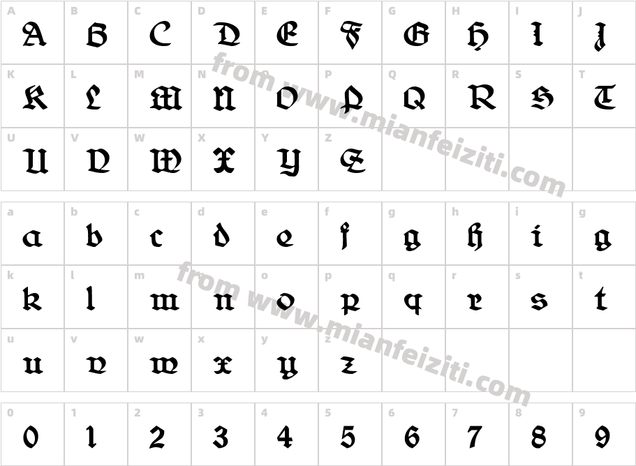 Belwe Gotisch字体字体映射图
