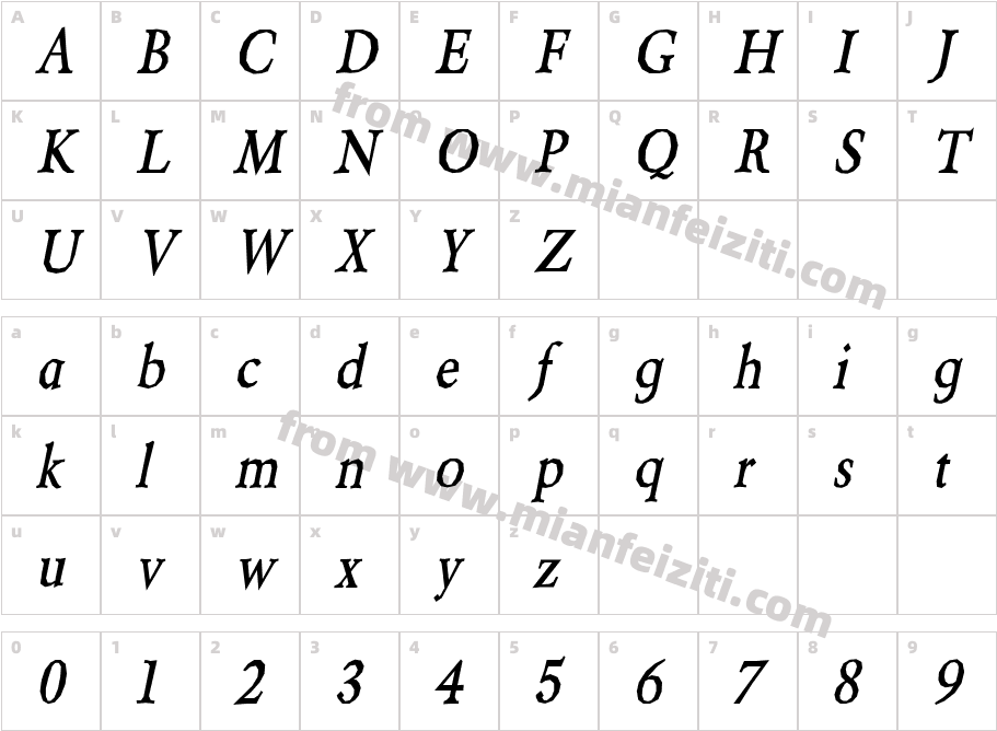 Berylibi字体字体映射图