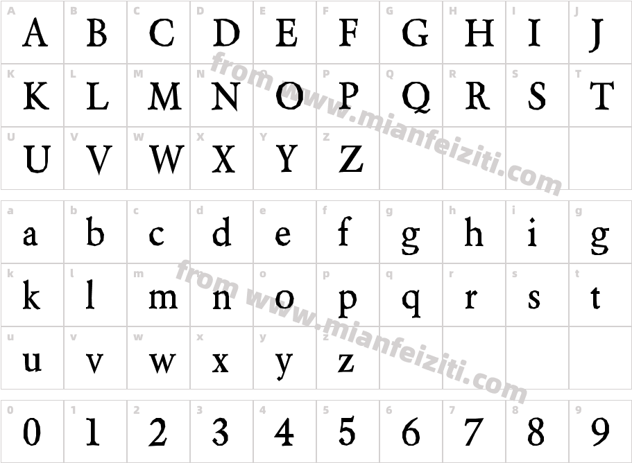 Beryliub字体字体映射图