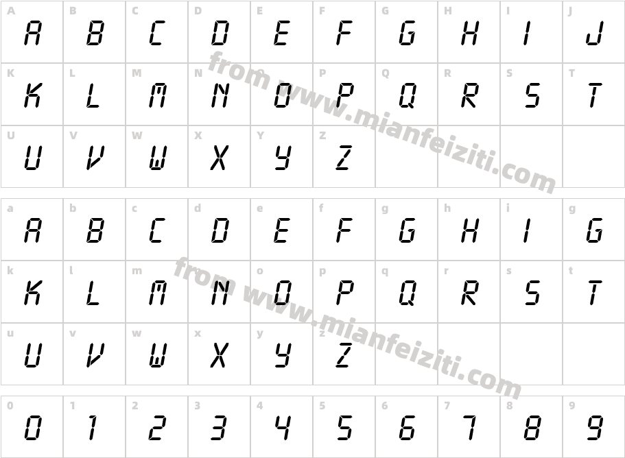 LcdD字体字体映射图