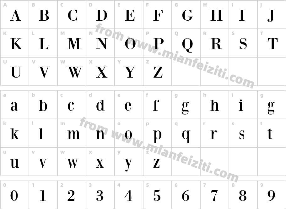 BodoniXT字体字体映射图