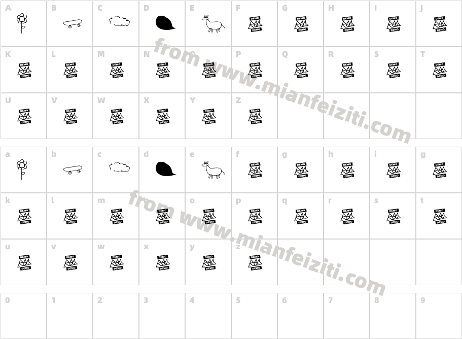 RAYAIRREGULAR Dingbats字体字体映射图