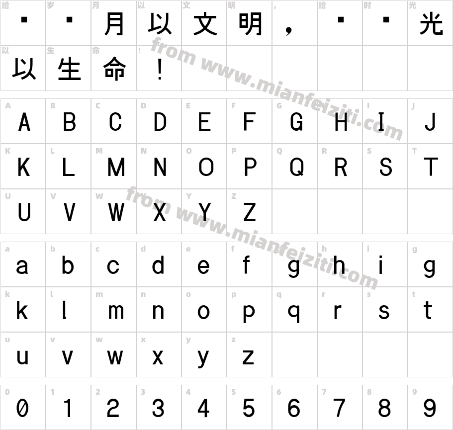Konatu字体字体映射图