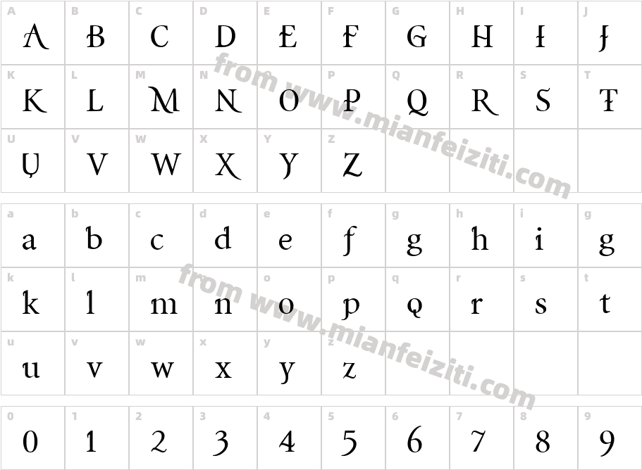 AbNirvana-JW8B字体字体映射图