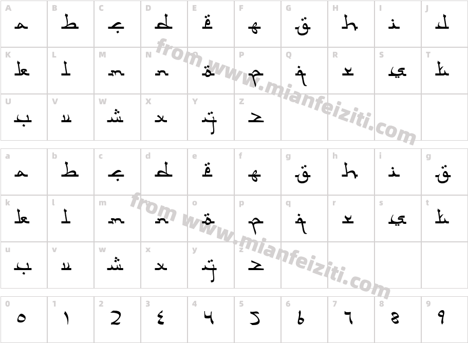 AcehDarusalam-8x92字体字体映射图