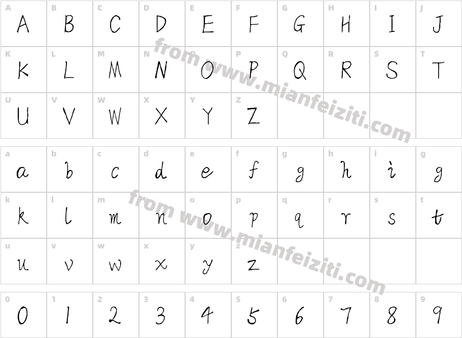 ZhiyongWrite字体字体映射图