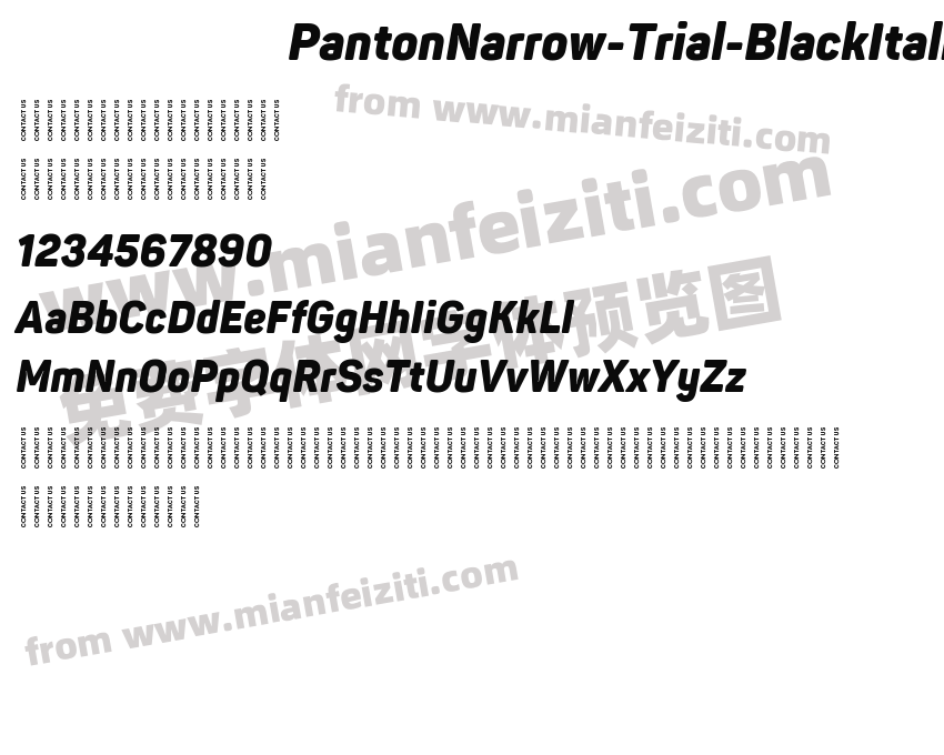 PantonNarrow-Trial-BlackItalic字体预览